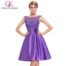 Grace Karin Sleeveless Short Purple birthday party evening dress CL6116-3#